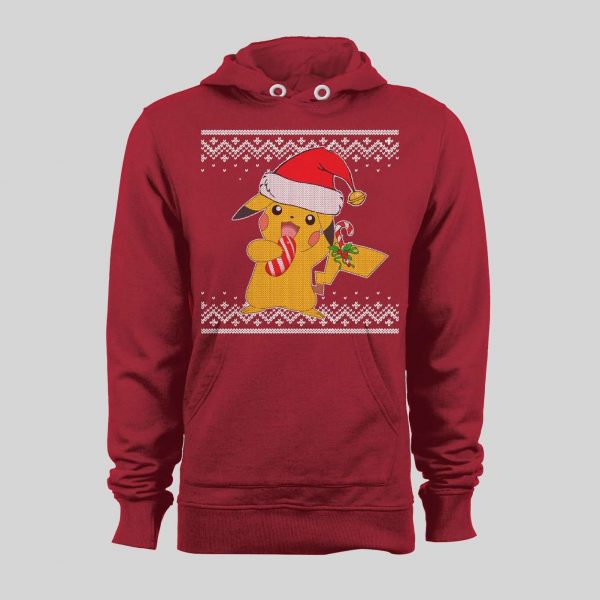 POKE MONSTERS SANTA PIKACHU CHRISTMAS PATTERN HOLIDAY HOODIE / SWEATSHIRT