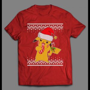 POKE MONSTERS SANTA PIKACHU CHRISTMAS PATTERN HOLIDAY SHIRT
