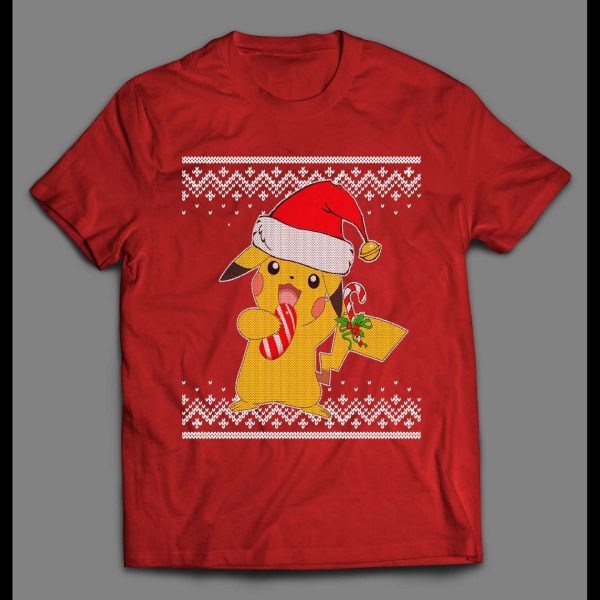 POKE MONSTERS SANTA PIKACHU CHRISTMAS PATTERN HOLIDAY SHIRT