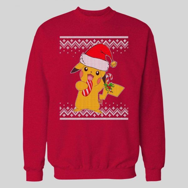POKE MONSTERS SANTA PIKACHU CHRISTMAS PATTERN HOLIDAY HOODIE / SWEATSHIRT