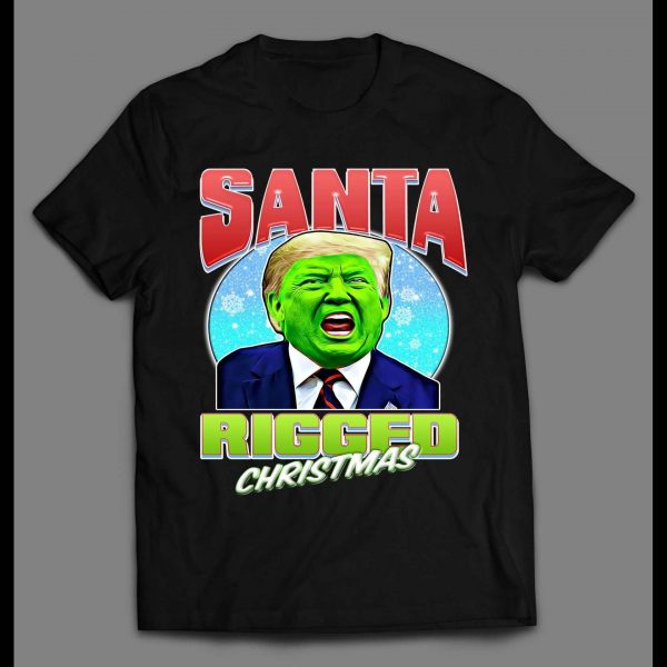 SANTA RIGGED CHRISTMAS GREEN FACE THE DONALD CHRISTMAS SHIRT