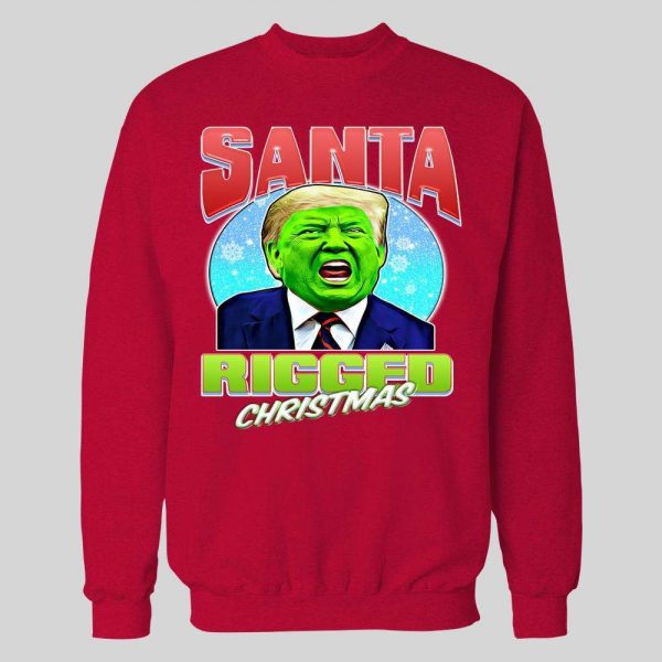 SANTA RIGGED CHRISTMAS GREEN FACE THE DONALD CHRISTMAS HOODIE/ SWEATSHIRT