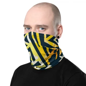 BLACK AND GOLD ABSTRACT PATTERN NECK GAITER