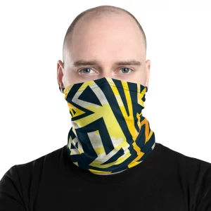 BLACK AND GOLD ABSTRACT PATTERN NECK GAITER