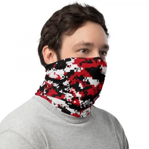 BLACK,RED, AND WHITE DIGITAL CAMO PATTERN NECK GAITER
