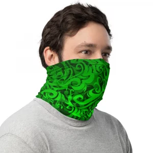 GREEN TRIBAL PATTERN NECK GAITER