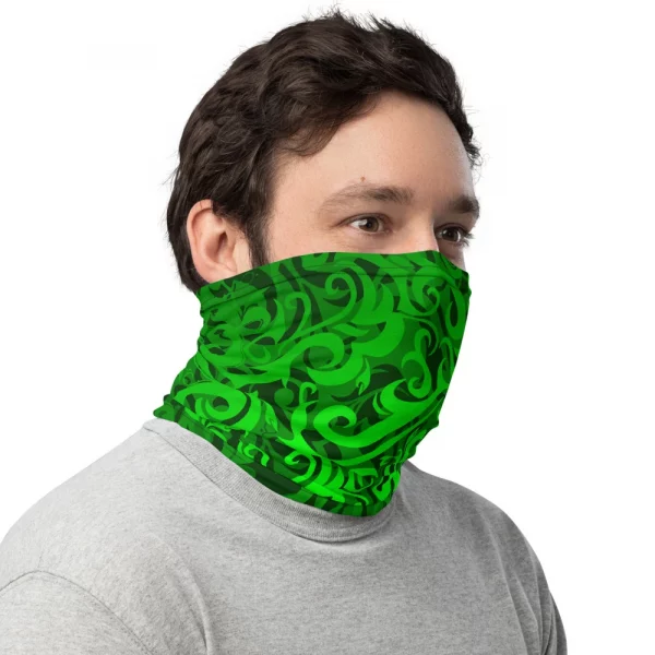 GREEN TRIBAL PATTERN NECK GAITER