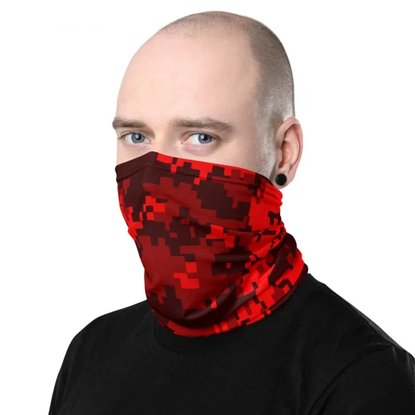 RED DIGITAL CAMO PATTERN NECK GAITER