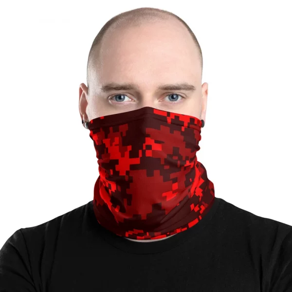 RED DIGITAL CAMO PATTERN NECK GAITER