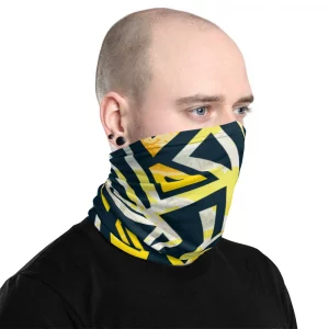 BLACK AND GOLD ABSTRACT PATTERN NECK GAITER