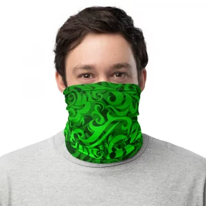 GREEN TRIBAL PATTERN NECK GAITER