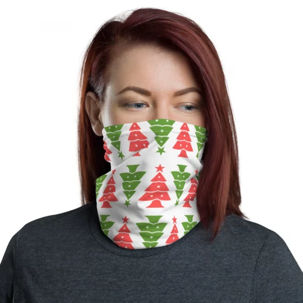 CHRISTMAS TREE HOLIDAY PRINT NECK GAITER