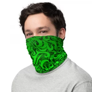 GREEN TRIBAL PATTERN NECK GAITER