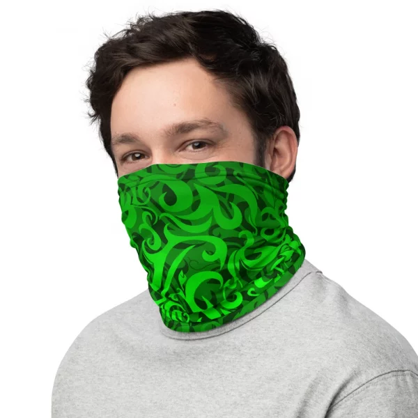GREEN TRIBAL PATTERN NECK GAITER