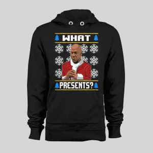 DEEBO WHAT PRESENTS? CHRISTMAS PATTERN HIGH QUALITY HOLIDAY HOODIE/ SWEATSHIRT