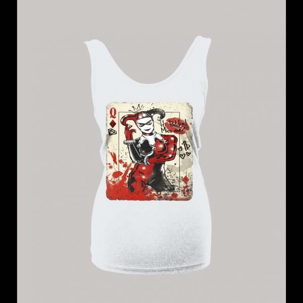 HARLEY QUINN PLAYING CARD HI PUDDIN' MISS ME? COMIC ART LADIES TANK TOP