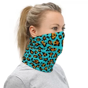 AQUA LEOPARD PRINT NECK GAITER