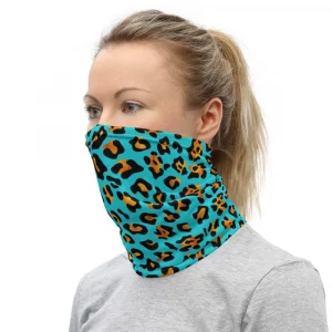 AQUA LEOPARD PRINT NECK GAITER