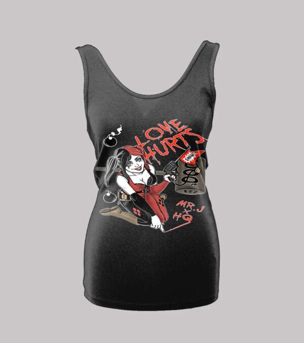 LOVE HURTS HQ COMICBOOK ART LADIES TANK TOP