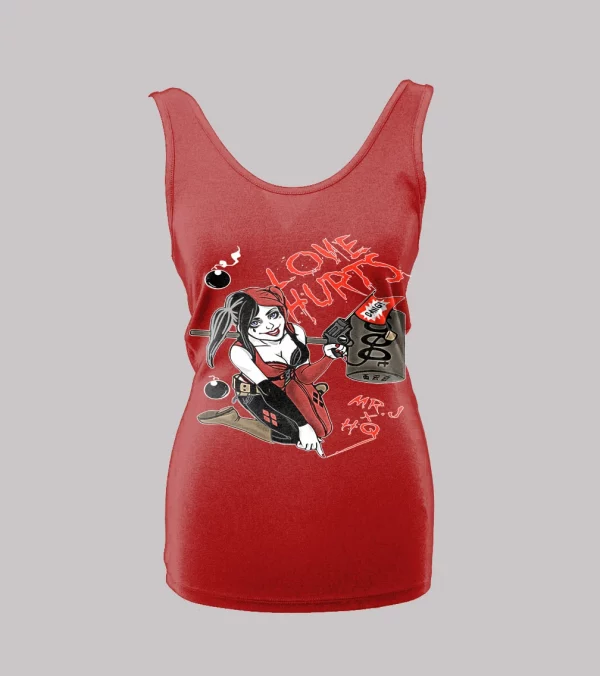 LOVE HURTS HQ COMICBOOK ART LADIES TANK TOP