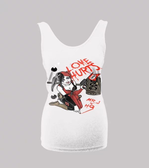 LOVE HURTS HQ COMICBOOK ART LADIES TANK TOP