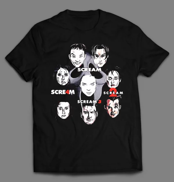 GHOST FACE MOVIE KILLER HORROR MOVIE SERIES MASHUP SHIRT