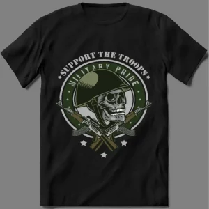 SUPPORT THE TROOPS MILITARY PRIDE SKULL PARODY SHIRT