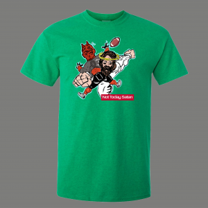 NOT TODAY SATAN JESUS STIFF ARM DEVIL FOOTBALL QUALITY SHIRT *MANY OPTIONS*
