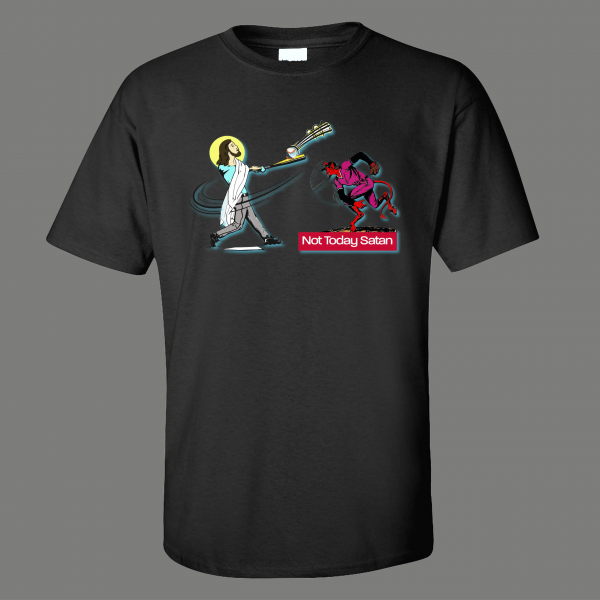NOT TODAY SATAN JESUS HOMERUN BASEBALL RELIGION PARODY QUALITY SHIRT *OPTIONS*