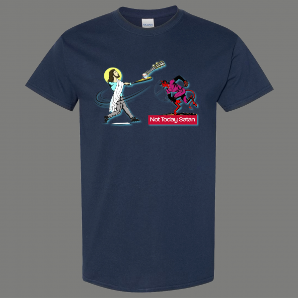 NOT TODAY SATAN JESUS HOMERUN BASEBALL RELIGION PARODY QUALITY SHIRT *OPTIONS*