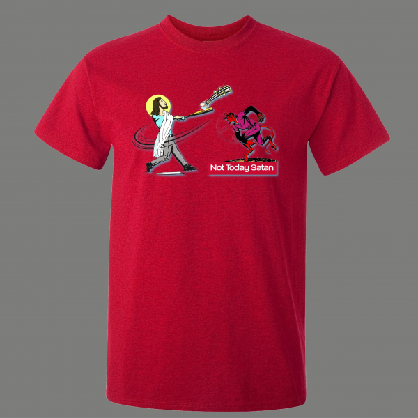 NOT TODAY SATAN JESUS HOMERUN BASEBALL RELIGION PARODY QUALITY SHIRT *OPTIONS*