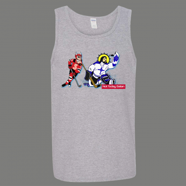 NOT TODAY SATAN JESUS CHRIST BLOCKS DEVIL HOCKEY HIGH QUALITY MEN'S TANK TOP
