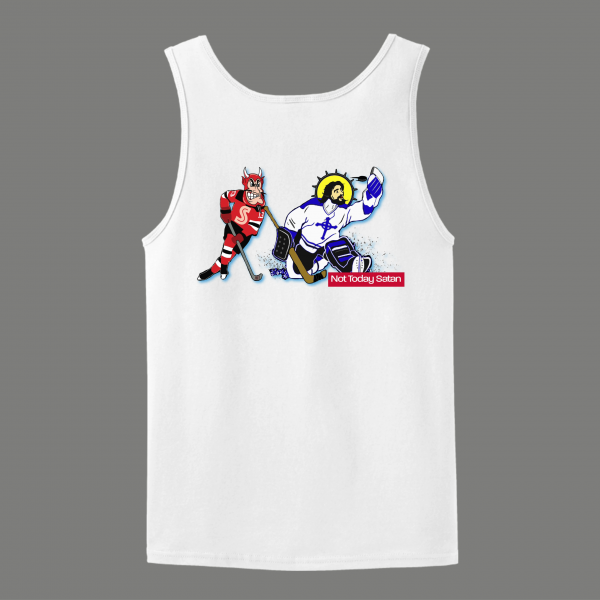 NOT TODAY SATAN JESUS CHRIST BLOCKS DEVIL HOCKEY HIGH QUALITY MEN'S TANK TOP