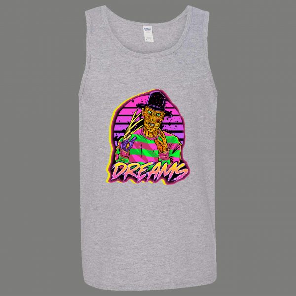 DREAMS NIGHTMARE HORROR ELM ST CARTOON ART PARODY QUALITY TANK TOP