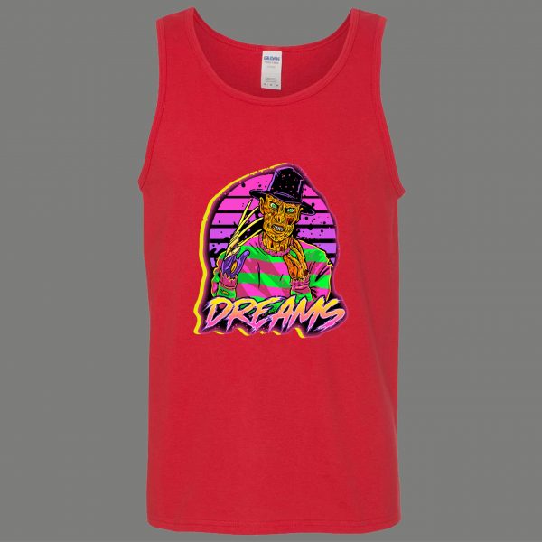 DREAMS NIGHTMARE HORROR ELM ST CARTOON ART PARODY QUALITY TANK TOP