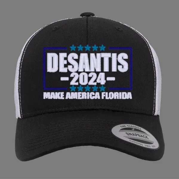 DESANTIS 2024 MAKE AMERICA FLORIDA Embroidered Snap Back Hat USA Trump TRUCKER