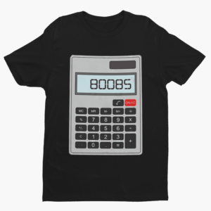 Retro Calculator Prank Graphic Tee – Classic Nerd Humor - Image 2