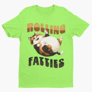 Rolling Fatties Funny Cat T-Shirt – Humorous Stoner-Themed Tee - Image 3