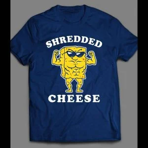 FUNNY SHREDDED CHEESE CARTOON ART WORK OUT GYM SHIRT