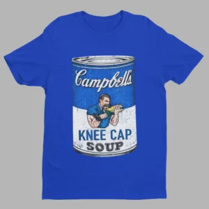 Campbell's Knee Cap Soup Football T-Shirt – Satirical Sports Graphic Tee - Image 1